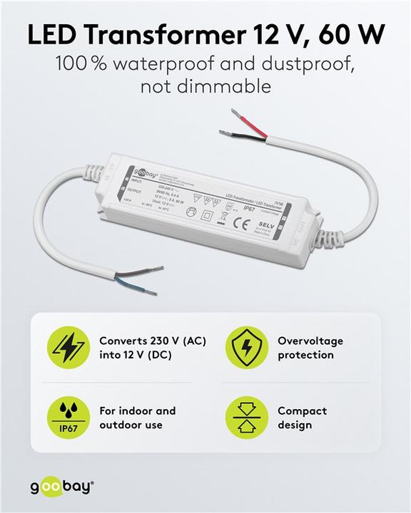 Produktbild Goobay LED-Trafo 12 V DC, 60 W, IP67