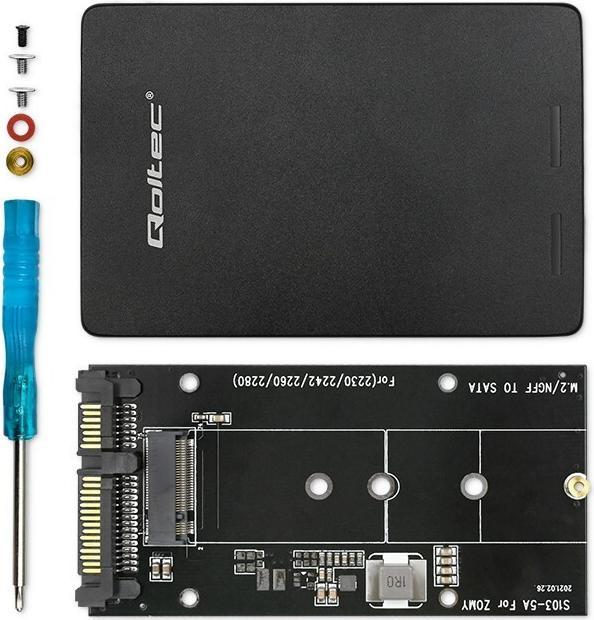 Image du produit Qoltec Adapter für M.2 SSD | SATA NGFF zu SATA III | 2TB | Superschnell 6Gb/s | Schwarz