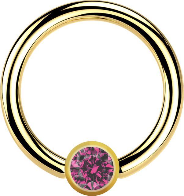 Immagine prodotto Star Piercing Anello Micro Ball Closure placcato oro con cristallo a sfera rosa (senza ottone, Acciaio chirurgico 316L)
