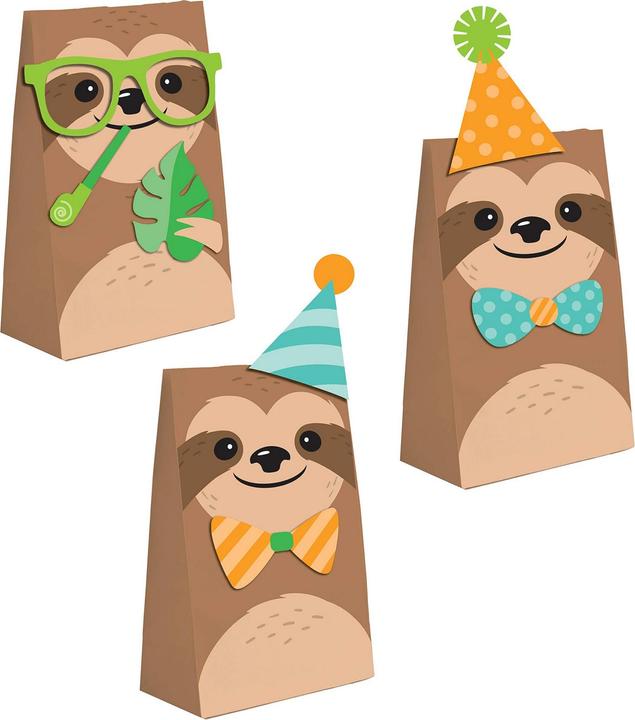 Creative Party Sloth Paper Gift Bag (Pack of 8) (Wrapping paper, 8 x)