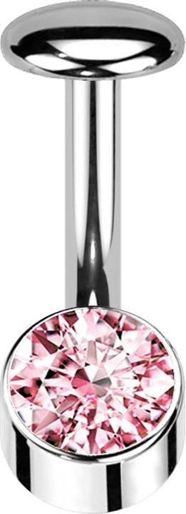 Star Piercing Threadless Labret-Stab Banane silber Zylinder silber Kristall pink (Titan G23)