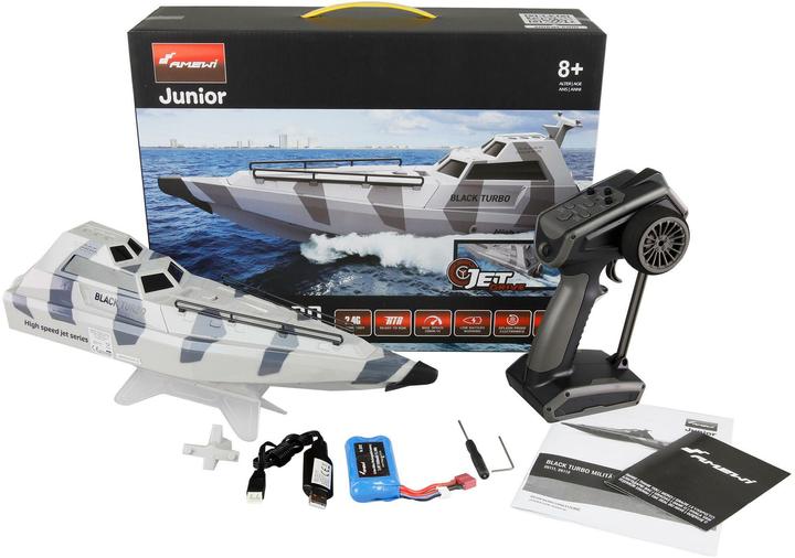 Actual product image Amewi Boat Black Turbo military boat white, 420 mm, RTR