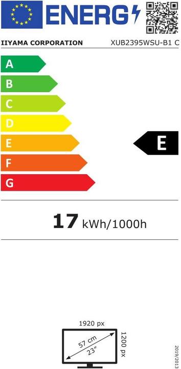 Energie-Label iiyama ProLite XUB2395WSU-B1 (1920 x 1200 Pixel, 22.50")