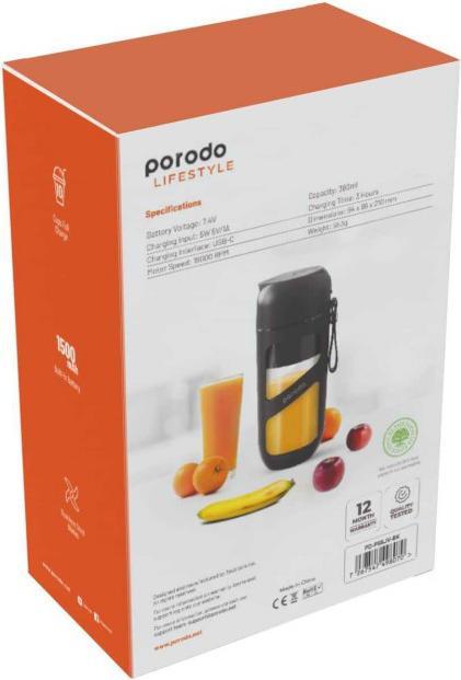 Immagine prodotto Porodo Spremiagrumi e frullatore portatile Vacuum Fresh 380mL 1500mAh