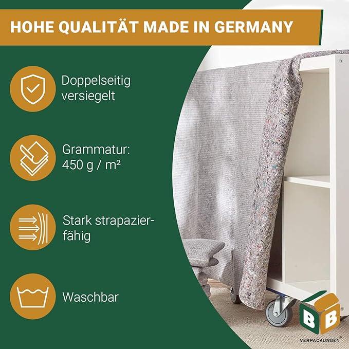 Produktbild BB 5 Stück Zügeldecke, Umzugsdecke, Malerdecke 250 x 150 cm (2-seitig versiegelt, strapazierfähig 45 (1 Stück)