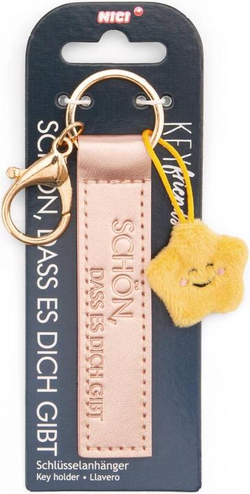 Actual product image Magni NICI Schlüsselanhänger Schön, dass es dich gibt Kunstlederband mit Stern roségold 10cm