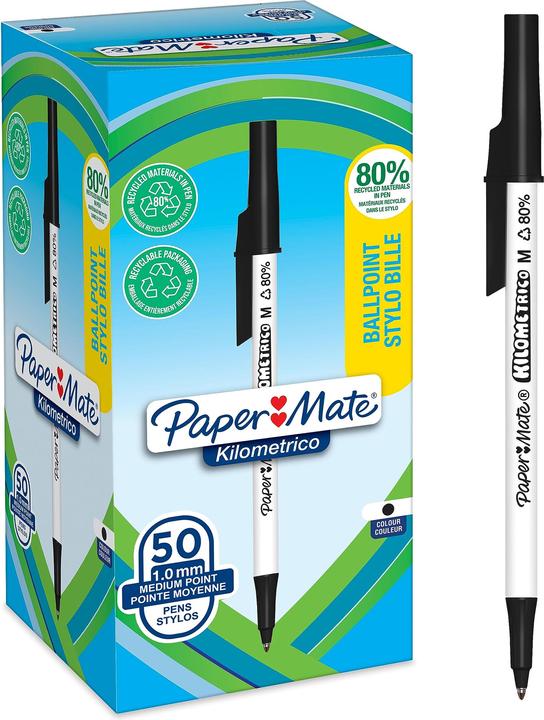 Actual product image Paper Mate Biros Kilometrico Reycled M black 50-pack folding box (Black, 50 x)
