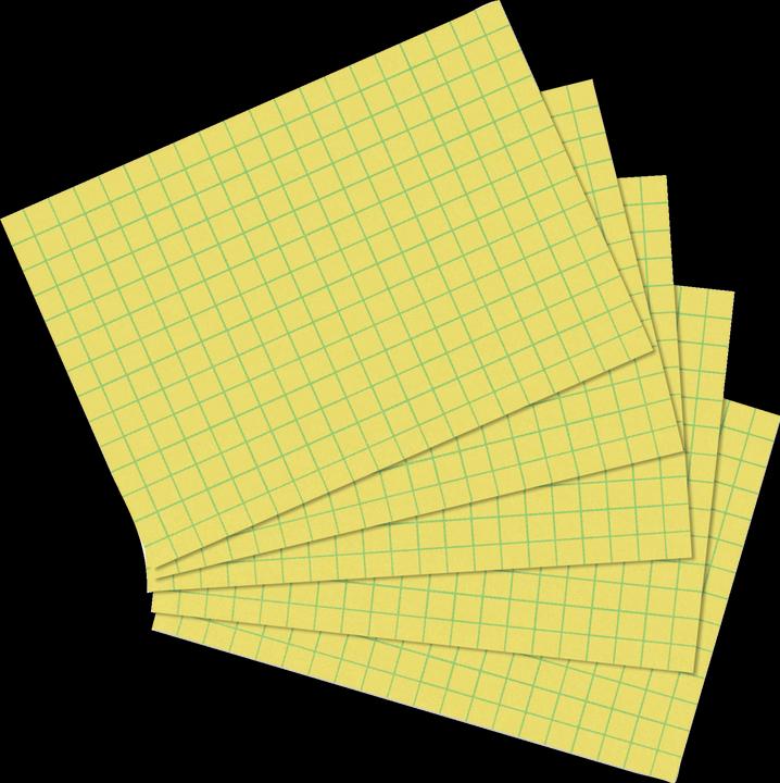 Actual product image Herlitz Index cards, DIN A6, squared, yellow made of paper, 170 gsm, wood-free, 5 mm squared, line colour: (A6, 170 g/m², 100 x)