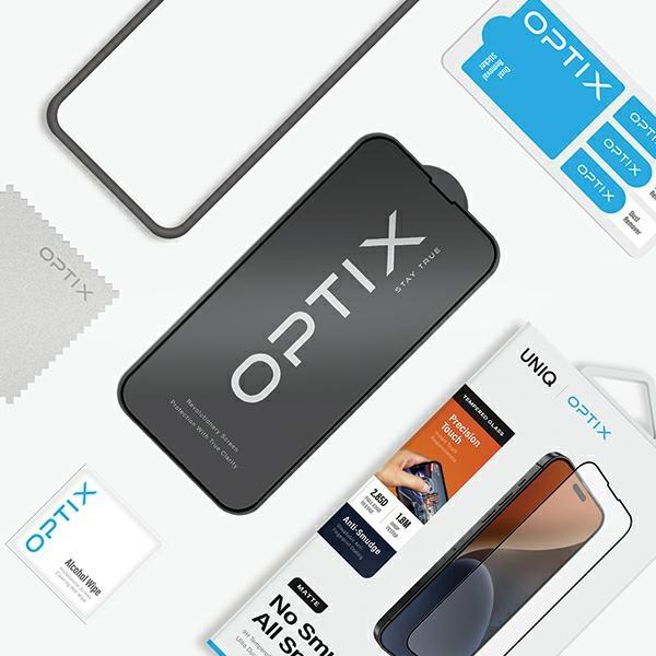 Actual product image Uniq Optix Matte iPhone 15 Pro Max 6.7" matowe szkło hartowane z aplikatorem (1 Piece, Apple iPhone 15 Pro Max)