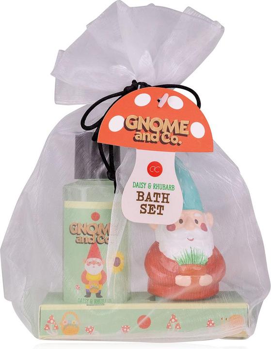 Image du produit Accentra Set de bain GNOME & CO. en pochette organza, avec 100ml de gel douche, nain de jardin en céramique (Set soin du corps)