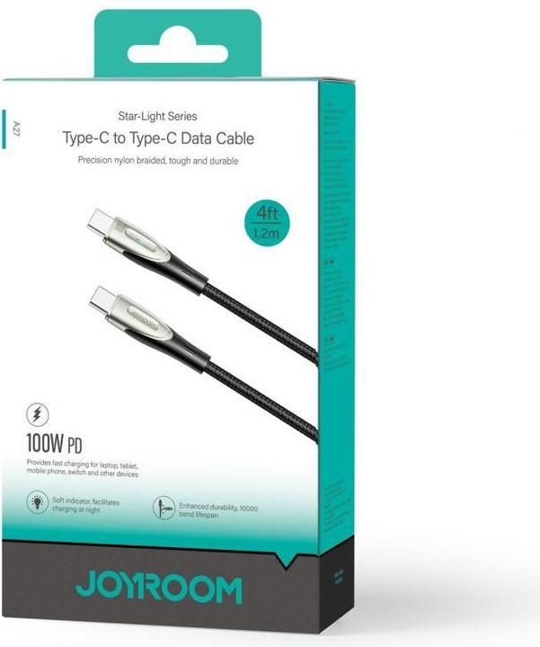 Actual product image Joyroom Star-Light Series SA27-CC5 USB-C / USB-C cable 100W 1.2m - black (1.20 m, USB 2.0)