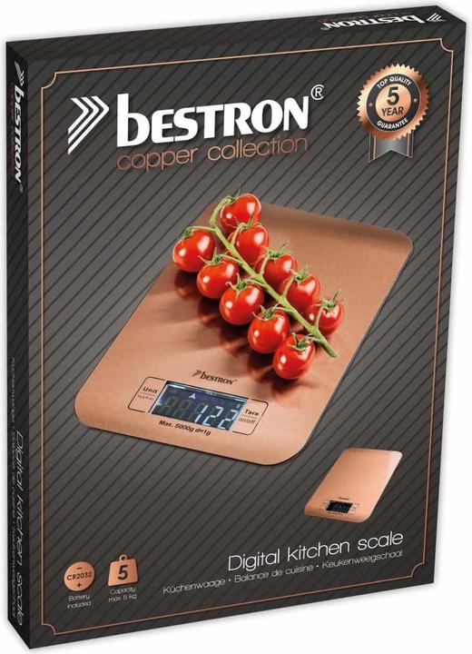 Actual product image Bestron AKS700CO Kitchen Scale Copper Worktop Square Electronic Kitchen Scale