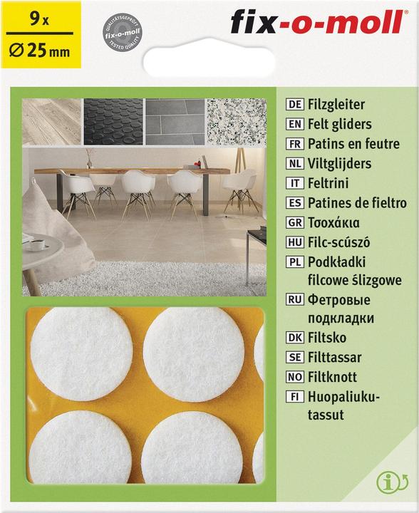 Fix-o-moll Filzgleiter 3 mm / Ø 25 mm 9 x (Filzgleiter, 9 Stück)