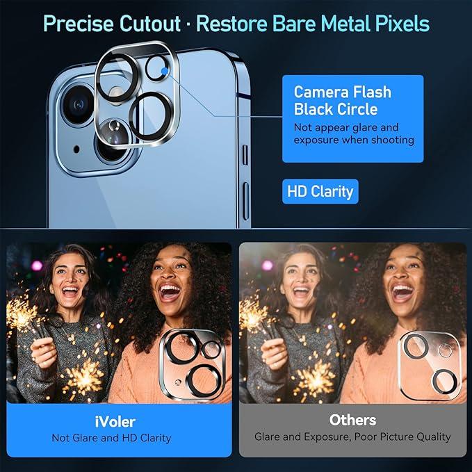 Actual product image Ivoler 4 pieces Camera protector Compatible with iPhone 14/ iPhone 15/ iPhone 14 Plus/ iPhone 15 Plus (4 Piece, Apple iPhone 14 Plus, Apple iPhone 15 Plus, Apple iPhone 15, Apple iPhone 14)