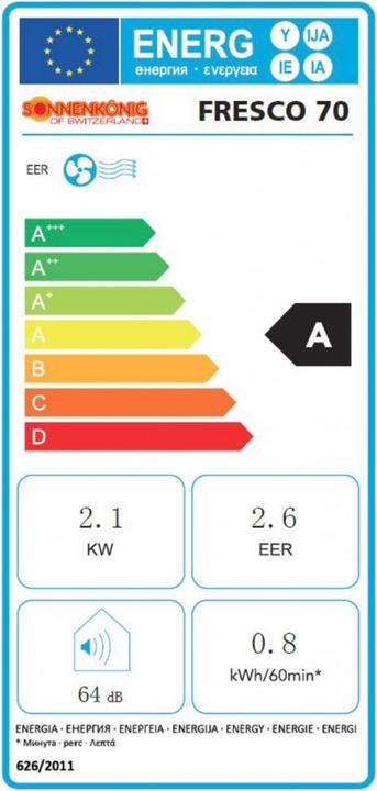 Energy Label Sonnenkönig Mobil Fresco 70 (18 m², 7000 BTU/h)