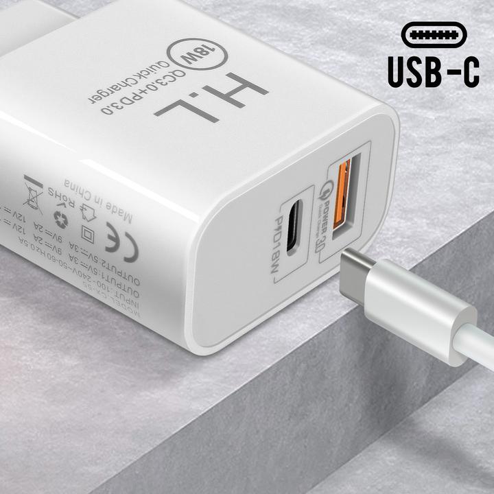 Produktbild Avizar Netzteil, 3A USB-C + USB Wand-Ladegerät (18 W)
