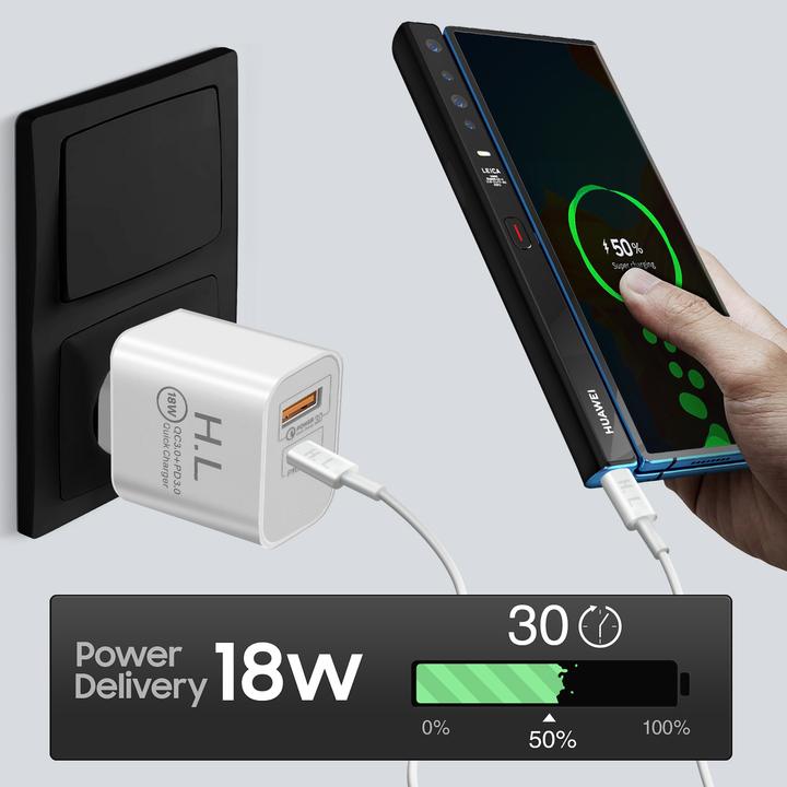 Produktbild Avizar Netzteil, 3A USB-C + USB Wand-Ladegerät (18 W)