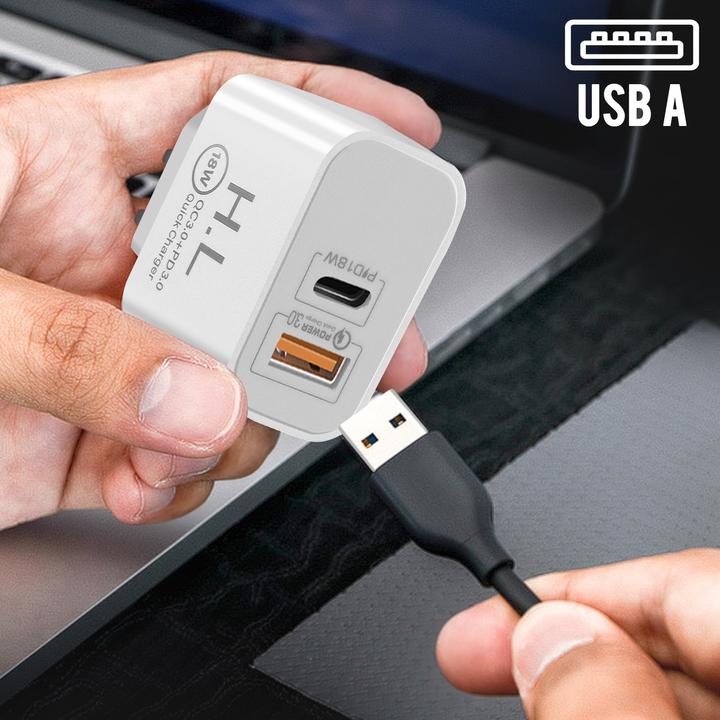Produktbild Avizar Netzteil, 3A USB-C + USB Wand-Ladegerät (18 W)
