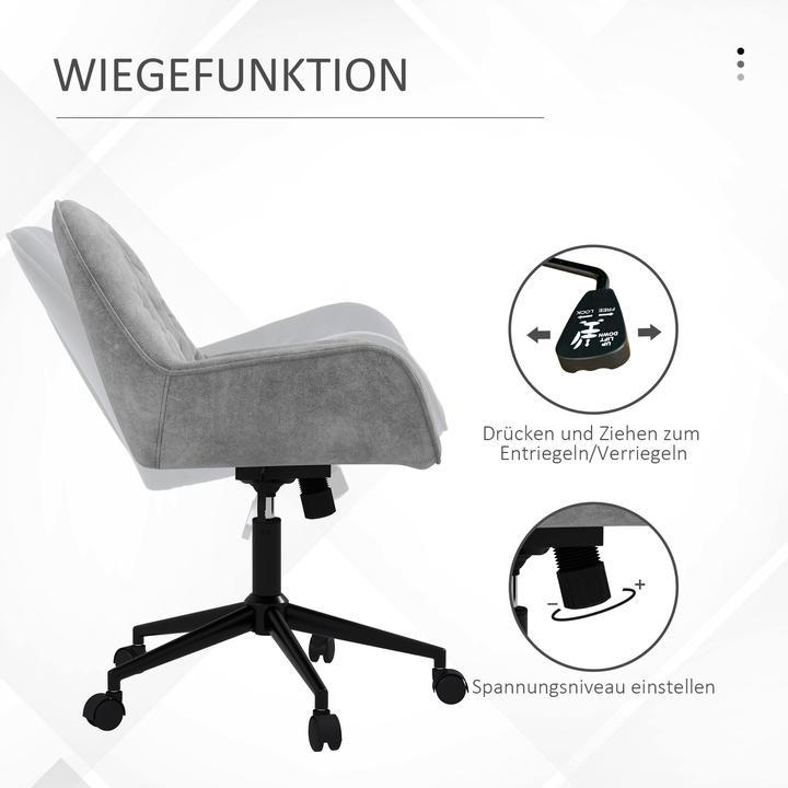 Image du produit Vinsetto Bürostuhl höhenverstellbar mit Wippfunktion und Rollen