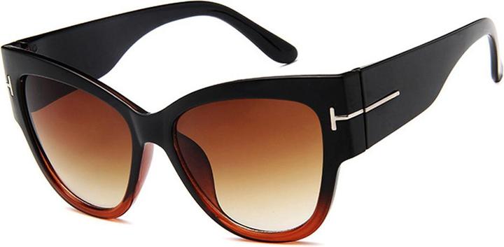 Techsuit - Sunglasses (9778) - for Women with PC Frame and Lens, Cat Eye - Black / Brown