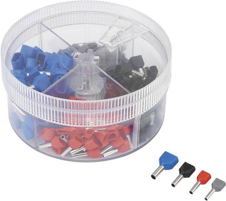 Tru Components Zwillings-Aderendhülsen-Sortiment 0,50 mm² 2,50 mm² Grau, Rot, Schwarz, Blau 739884 200 St.