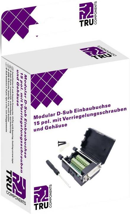 Image du produit Tru Components Prise modulaire encastrée D-Sub 15 pôles avec vis de verrouillage et boîtier
