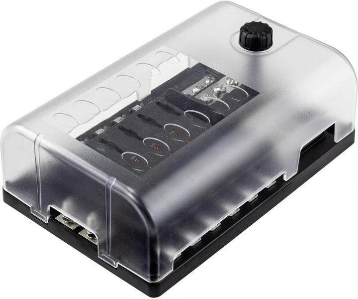 Actual product image Tru Components Flat fuse holder for 12 fuses with LED display 32V/20A (30 A)