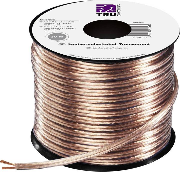 Image du produit Tru Components Câble de haut-parleur (30 m, 0.75 mm²² mm)