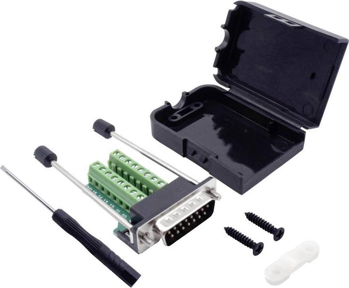Produktbild Tru Components Modular D-Sub Einbaustecker 15 pol. mit Verriegelungsschrauben und Gehäuse
