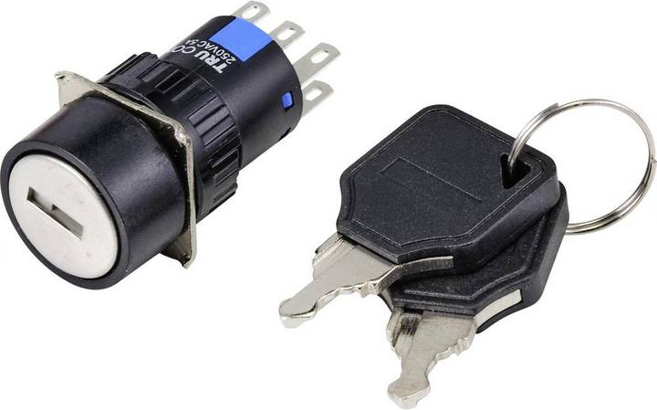 Actual product image Tru Components Key switch 16 mm 1 NO 2 NC