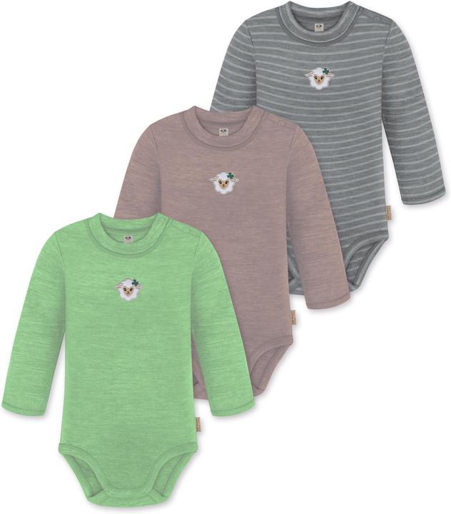 Actual product image Normani 3-pack baby merino long-sleeved body "Tuai" - 9403 (92)