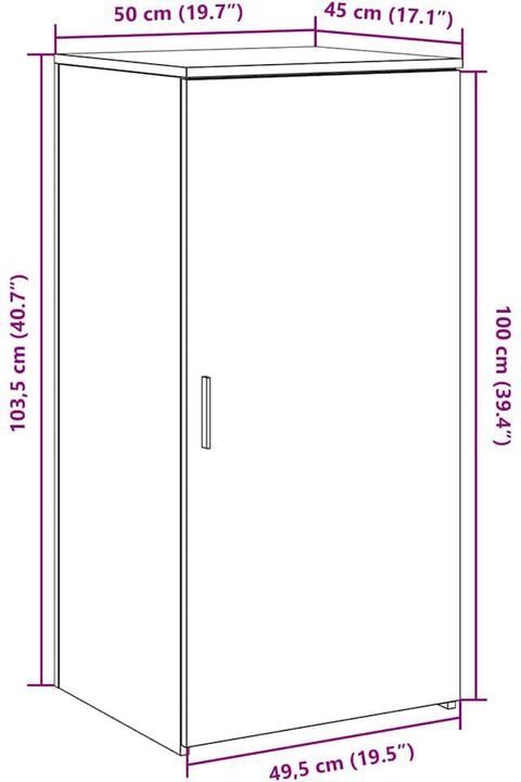 Actual product image VidaXL Storage cupboard concrete grey 50x45x103.5 cm Wood-based cupboard