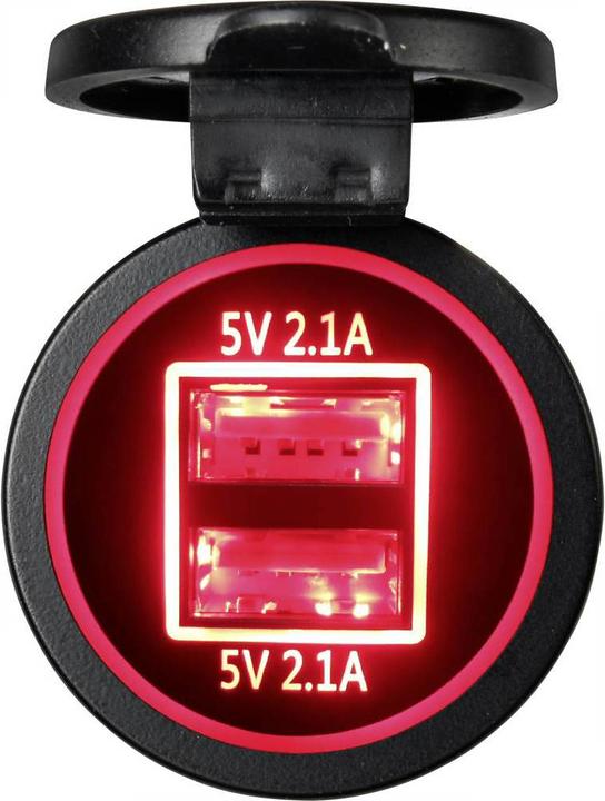 Actual product image Tru Components USB charging plug with 2 USB A ports socket installation Contents 1 pc.