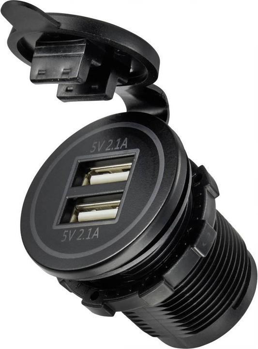 Actual product image Tru Components USB charging plug with 2 USB A ports socket installation Contents 1 pc.