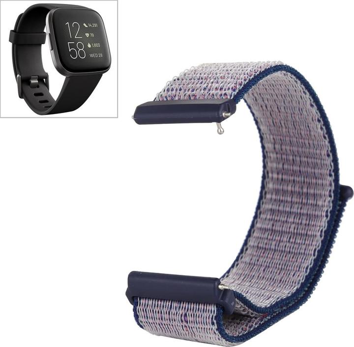 Image du produit Cover-Discount Fitbit Versa - Bracelet en nylon avec fermeture velcro bleu (Nylon)