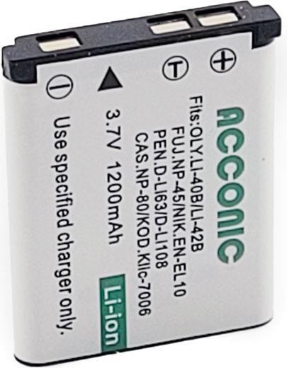 Actual product image Acconic Battery f. Kodak LI-40B/LI-42B Klic 7006 Li-40b Li-40b Nikon Li-40b CoolPix S200 (Rechargeable battery)