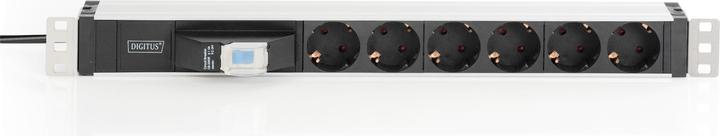 Actual product image Digitus Aluminum Outlet Strip, 6 safety outlets with circuit breaker (6 x, CEE 7/3, 1.80 m)