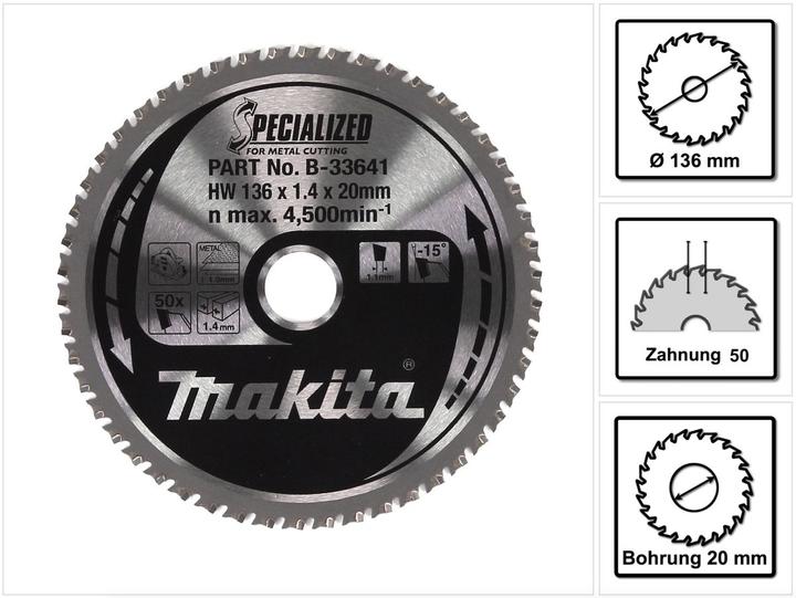 Actual product image Makita SPECIALIZED circular saw blade Ø 136x20x50Z