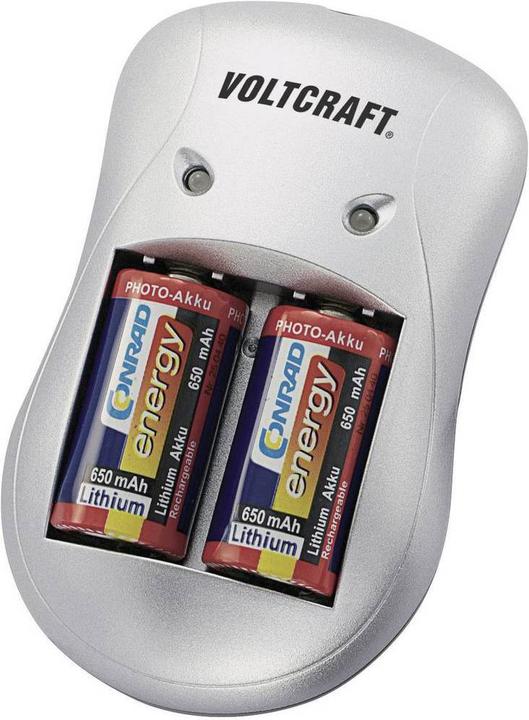 Produktbild Voltcraft Ladegerät P-76 + 2x Akku CR-123 (1 Stk., CR123A, 370 mAh, Ladegerät inkl. Akku)