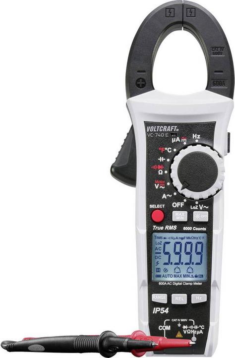 VC-740 E, 3 Micro-Batterien (AAA), 2 CAT IV Sicherheitsmessleitungen, Temperaturfühler (-40 bis +250°C Typ K mit Bananenstecker, Transporttasche, Bedienungsanleitung (auf CD).