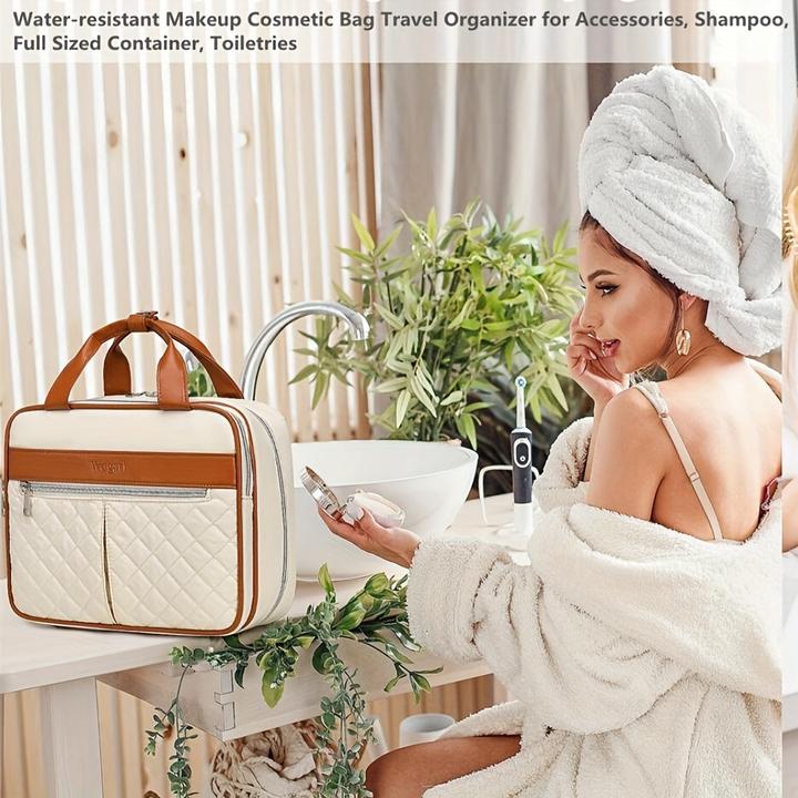 Immagine prodotto Only-Bags.Store Borsa per cosmetici in tela a più strati, adatta per i viaggi, con motivo a righe