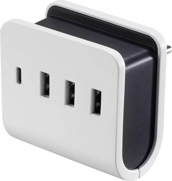 Produktbild Voltcraft USB Charger, 4 ports, 3 x USB-A + 1 x USB-C, 24W, w/ phone holder (24 W)