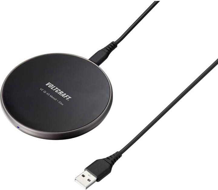 Voltcraft Chargeur à induction 15 W Qi-45 Métal+Verre