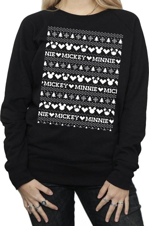 Actual product image Disney Womens/Ladies Mickey And Minnie Christmas Fair Isle Sweatshirt (M)