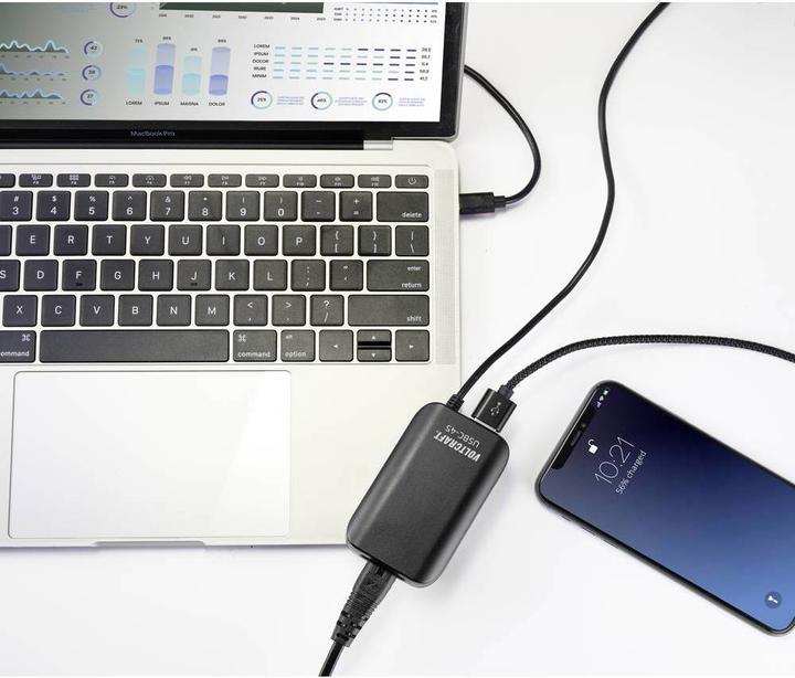 Produktbild Voltcraft Dual USB-Ladegerät USB-45 mit USB-C Power Delivery und USB A-Ausgang (45 W)