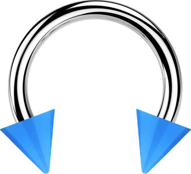 Star Piercing Micro Circular Barbell silber mit zwei Cones hellblau (Acryl, ohne Messing, Chirurgenstahl 316L)