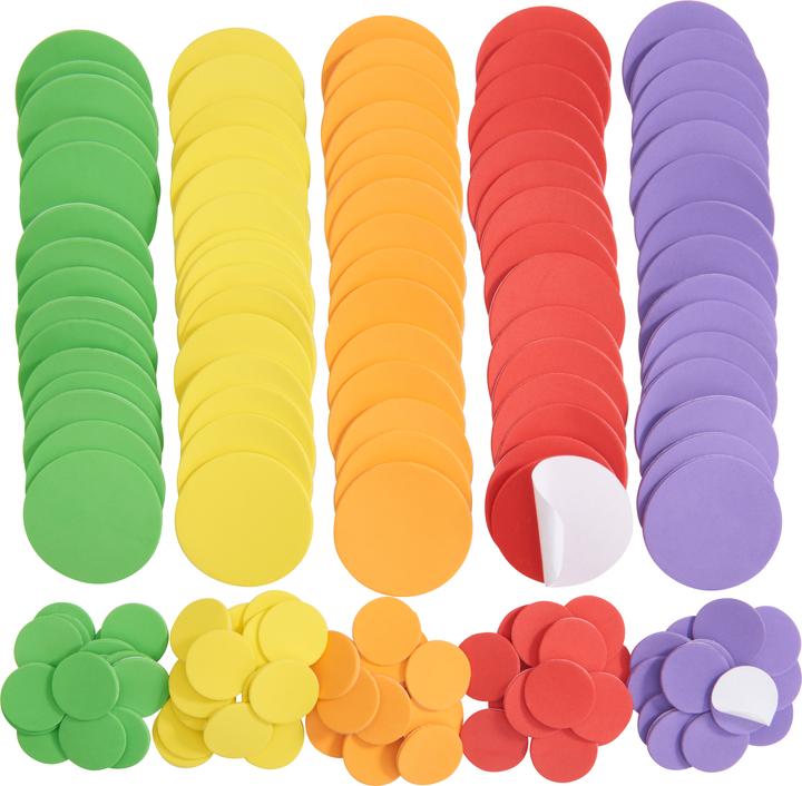 VBS XXL foam rubber discs "Colourful", self-adhesive, 150 pieces