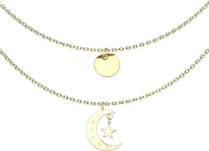 Produktbild Star Piercing Kette vergoldet Anhänger Halbmond und Platte (Chirurgenstahl 316L, ohne Messing)
