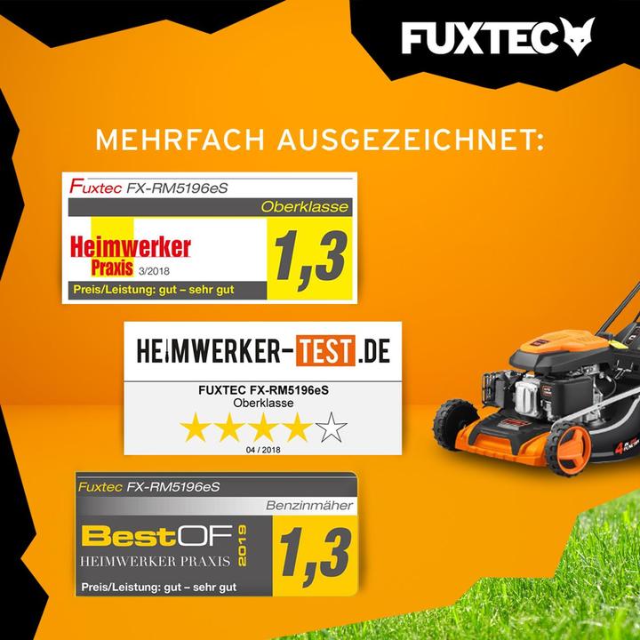 Actual product image Fuxtec Petrol lawn mower with electric starter zipgo® (Rechargeable battery operated)