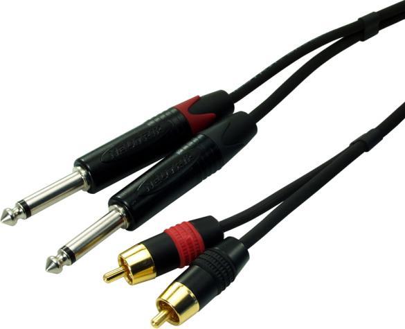 Actual product image Contrik Siamese cable 2x Cinch to 2x Plug 2pol (6 m, Cinch, 6.3mm jack)